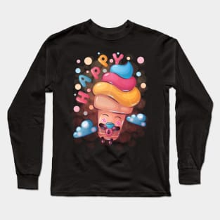 cute ice cream cartoon Long Sleeve T-Shirt